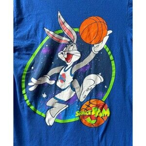 Space Jam Bugs Bunny Youth M Blue Basketball Graphic T Shirt Looney Tunes